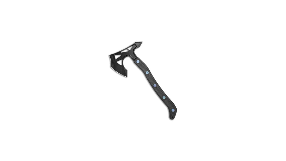 Jake Hoback Knives Jake Hoback Knives Ps2 Axe Carbon Fiber w/ Kydex Sheath Blue Bolts + Black SW, Black/Blue, adult, BHQ-175496