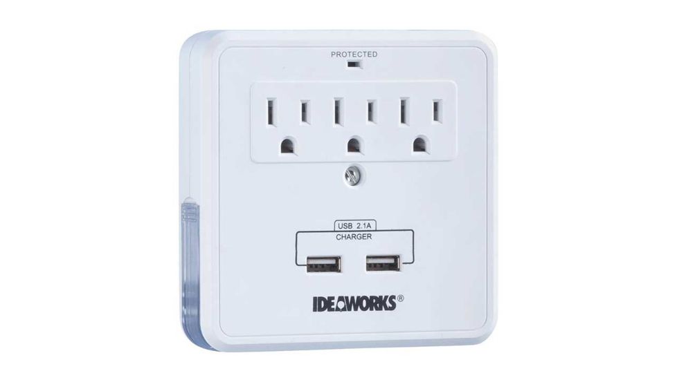JOBAR Smartphone Charging Station w/USB Outlet Multiplier Dual Surge Protector, White JB7476