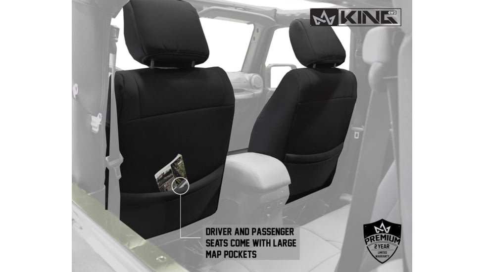 King 4WD Seat Covers, Jeep Wrangler JK 2 Door 2008 - 2012, Neoprene, Black/Black, 11010301