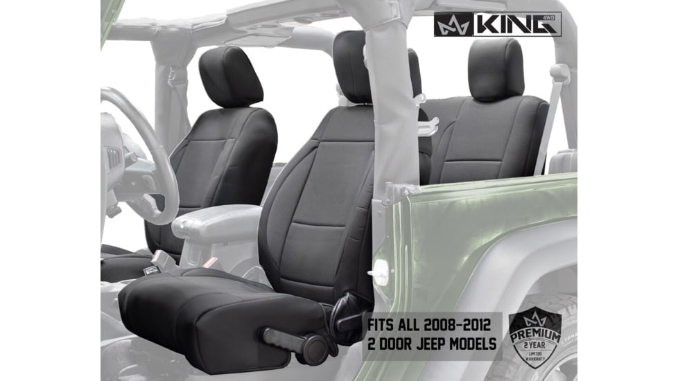 King 4WD Seat Covers, Jeep Wrangler JK 2 Door 2008 - 2012, Neoprene, Black/Black, 11010301