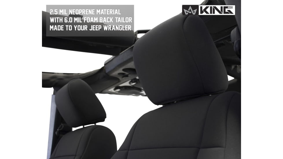 King 4WD Seat Covers, Jeep Wrangler JK 2 Door 2008 - 2012, Neoprene, Black/Black, 11010301