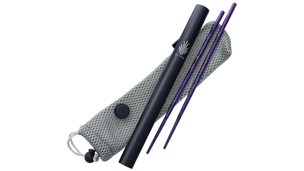 Kizer Cutlery Chopsticks Tiium, 8.5in Overall, Purple Anodized w/ Sculpted Texture, Comes In Titanium Capsule w/ Threaded Cap, Padded Draw String Pouch, T309A3