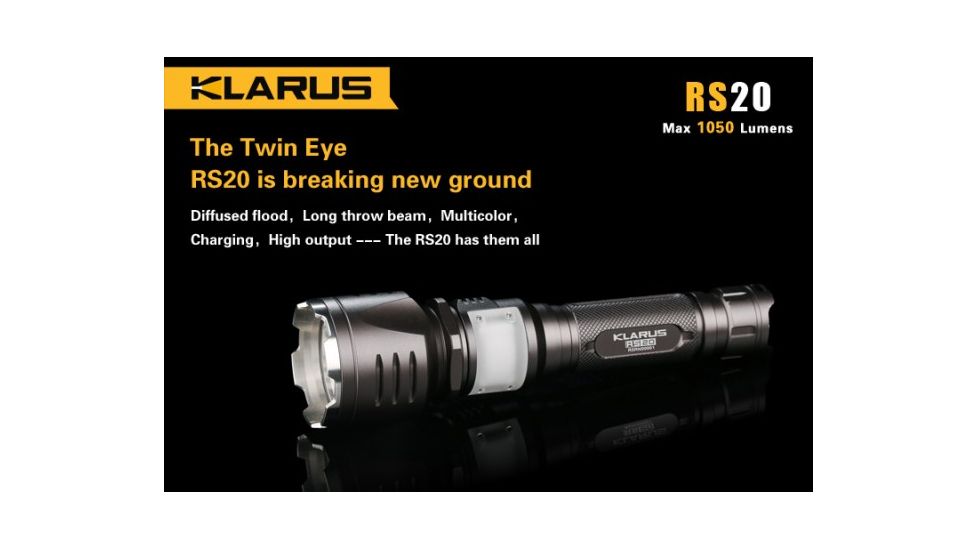 Klarus RS20 XML2 1050 Lumen Waterproof LED Flashlight w/ Rechargeable Battery,Grey KLARUS-RS20-XML2