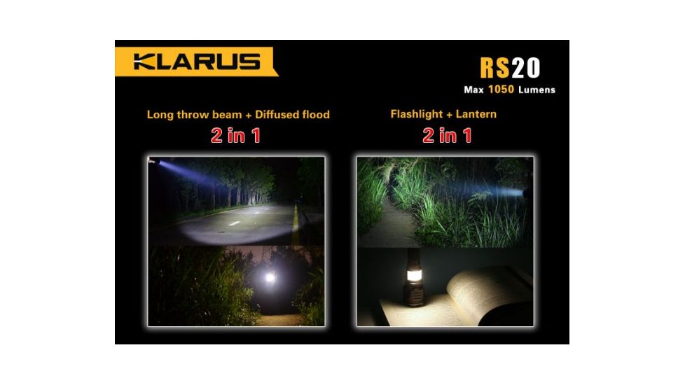 Klarus RS20 XML2 1050 Lumen Waterproof LED Flashlight w/ Rechargeable Battery,Grey KLARUS-RS20-XML2
