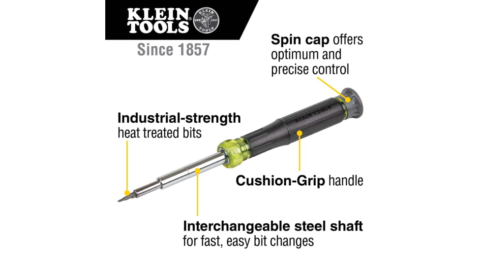 Klein Tools 14in1 Precision Screwdriver/Nut Driver, Black/Yellow, 32314