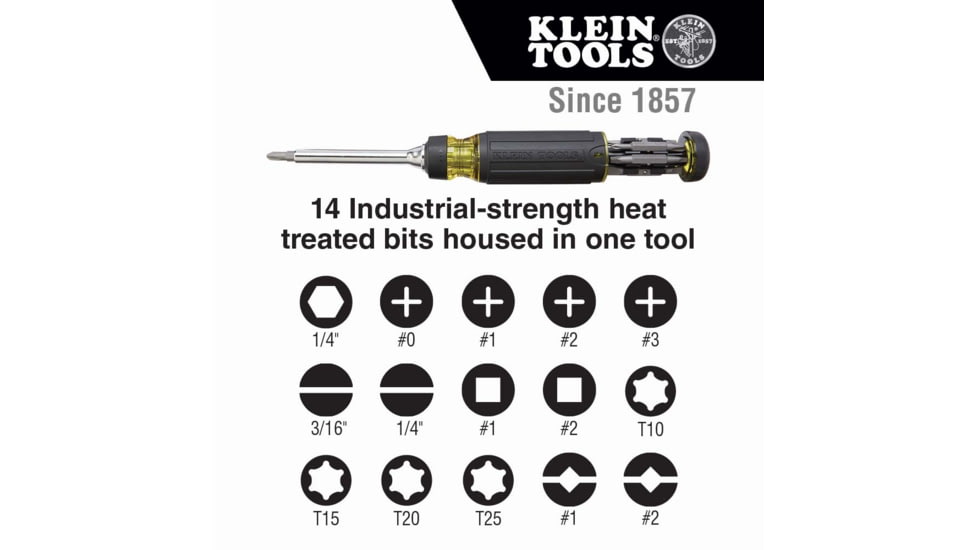 Klein Tools 15in1 Multi-Bit Ratcheting Screwdriver, Black/Yellow, 32305