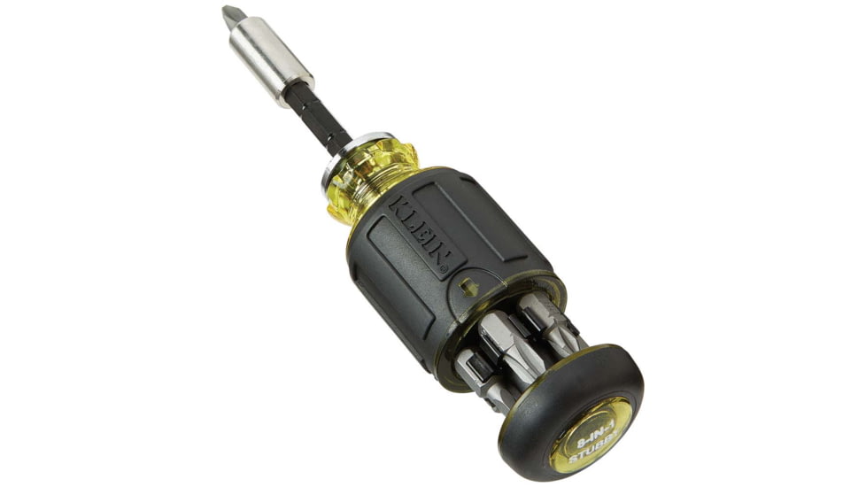 Klein Tools 8in1 Multi-Bit Adjustable Length Stubby Screwdriver, Black, 32308