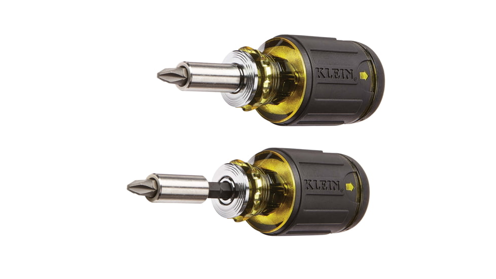 Klein Tools 8in1 Multi-Bit Adjustable Length Stubby Screwdriver, Black, 32308