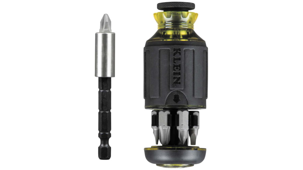 Klein Tools 8in1 Multi-Bit Adjustable Length Stubby Screwdriver, Black, 32308