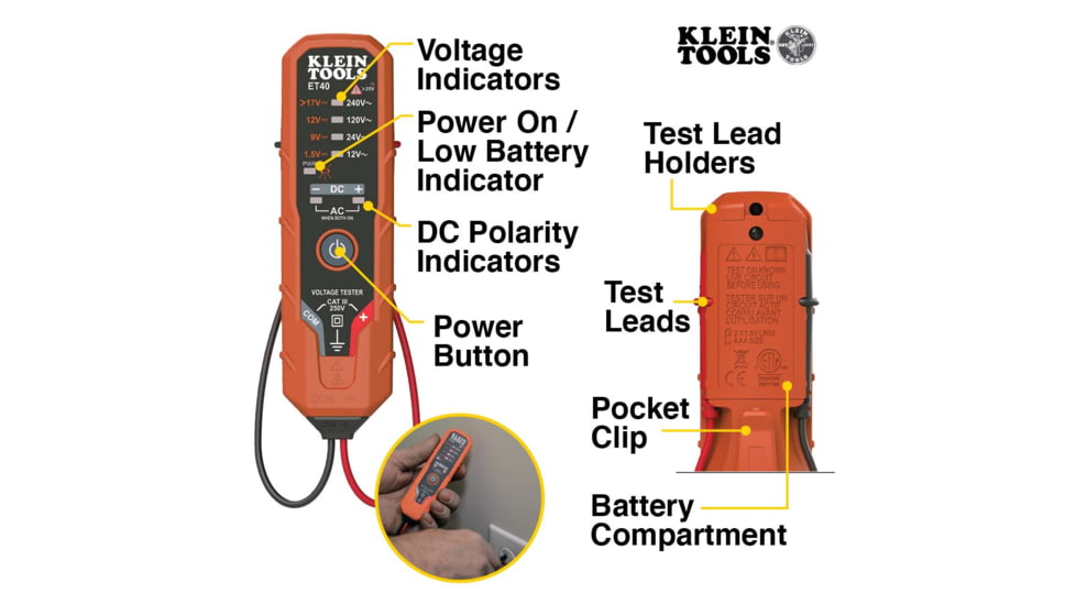 Klein Tools AC/DC Voltage Tester Electronic, ET40