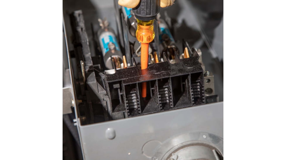 Klein Tools Cabinet Screwdriver Set, Slim-Tip Insulated Phillips, Square, 4Piece, Orange/Black, 33734INS
