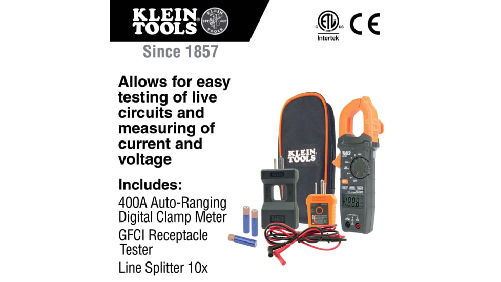 Klein Tools Clamp Meter Electrical Test Kit, Orange/Black, CL120KIT