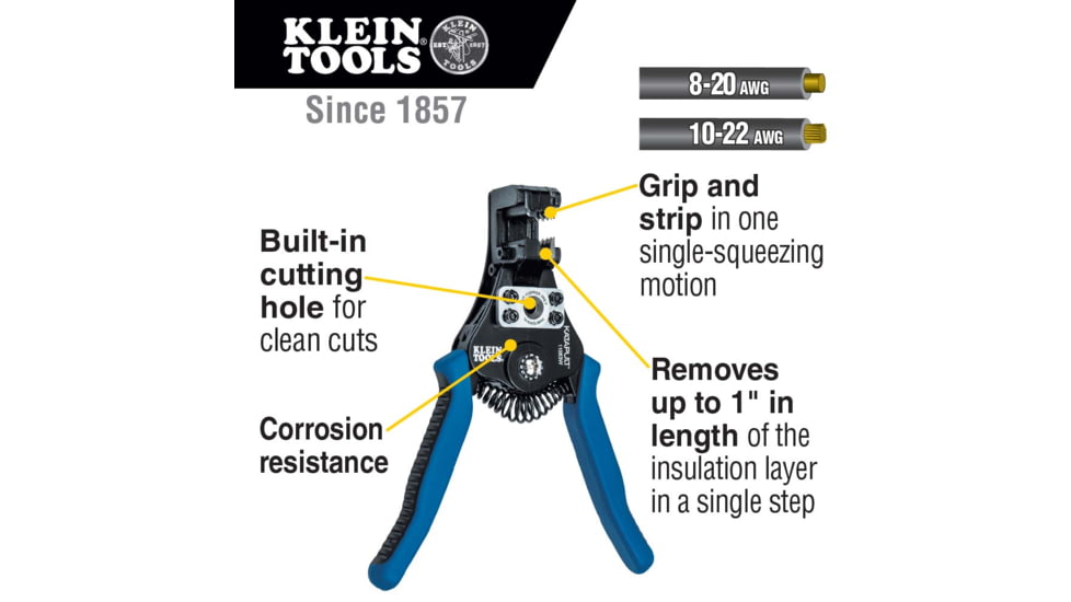 Klein Tools Wire Stripper/Cutter 8-22 AWG Katapult, 11063W