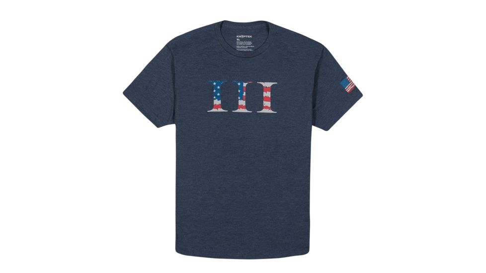 Kryptek III Mens Tee Shirt, Navy Heather, 2XL, 18KIIISSCNH7