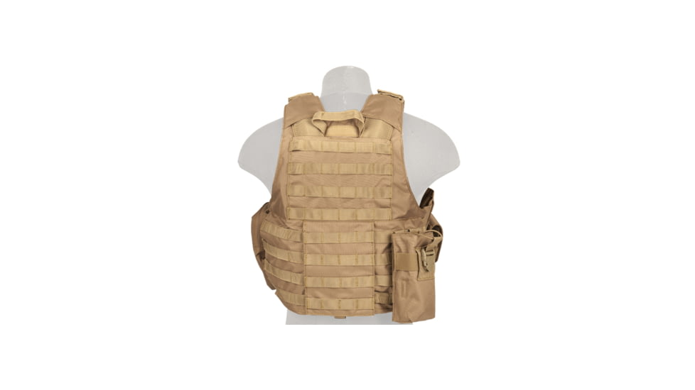 Lancer Tactical 1000D Nylon Strike Tactical Vest, Coyote Brown, CA-303KN