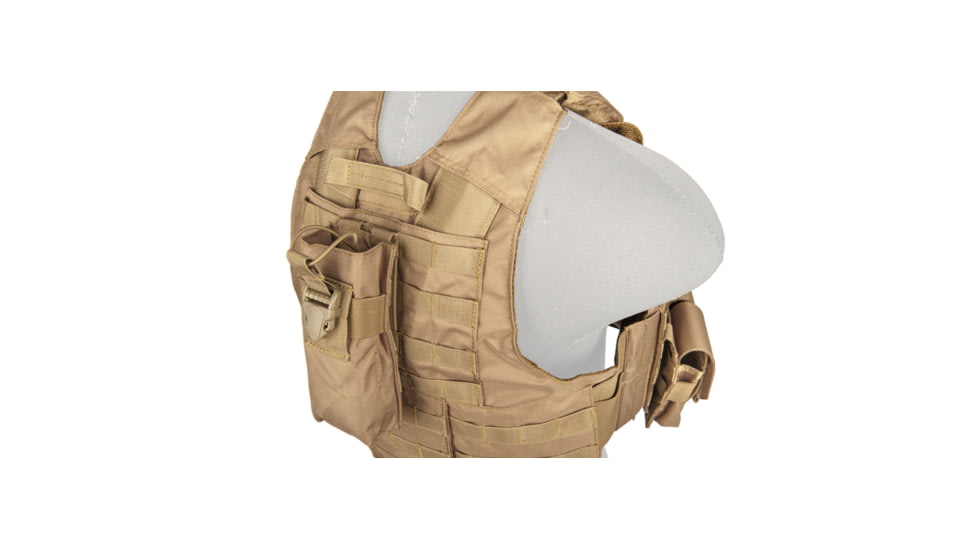 Lancer Tactical 1000D Nylon Strike Tactical Vest, Coyote Brown, CA-303KN