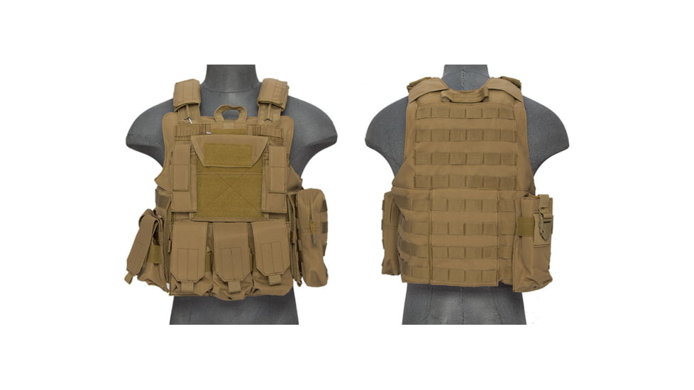 Lancer Tactical 1000D Nylon Strike Tactical Vest, Tan, CA-303TN