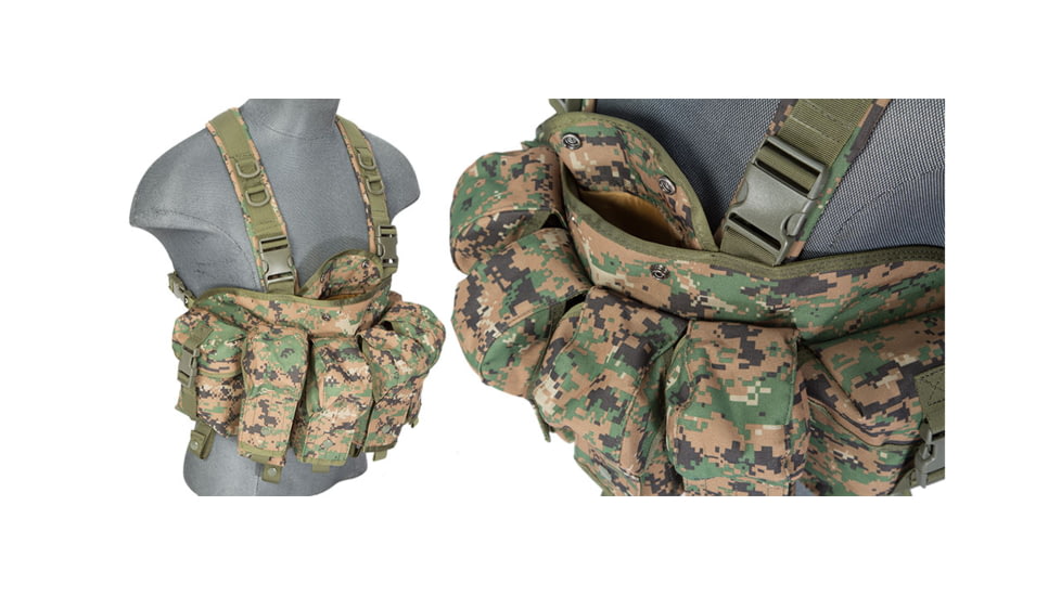 Lancer Tactical Nylon AK Chest Rig, Digital Woodland, CA-308D