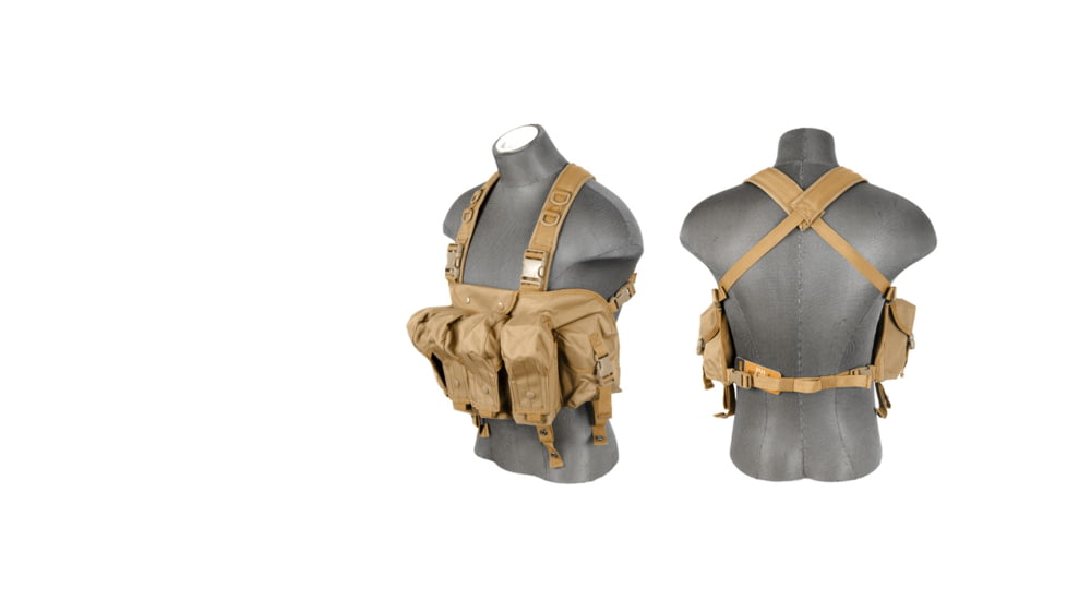 Lancer Tactical Nylon AK Chest Rig, Tan, CA-308TN