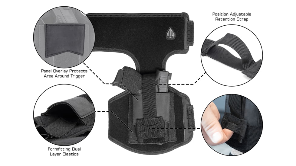 Leapers UTG Universal Ankle Holster, Black, PVC-H191B
