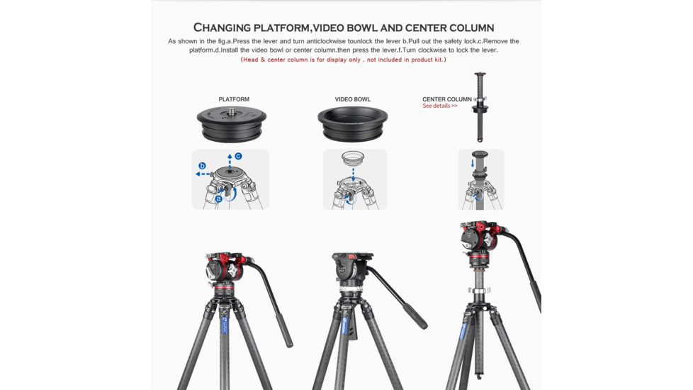 Leofoto LM-364C X Version Tripod w/ 75mm Bowl/Platform w/ LH Ballhead Set, Black, LM-364CX+LH-55LR