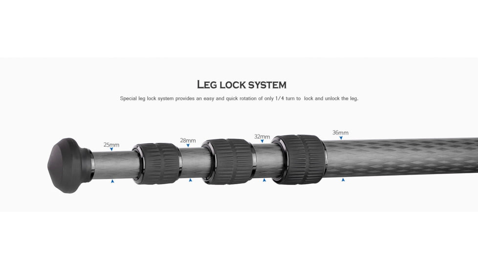 Leofoto LM-364C X Version Tripod w/ 75mm Bowl/Platform w/ YB-75LRC Leveling Head, Black, LM-364CX+YB-75LRC