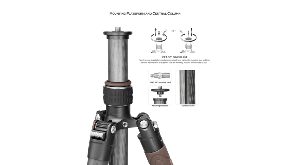 Leofoto LX-254CT/BV-5B Reversible Travel Tripod w/ Bino Fluid Head Kit, Black, LX-254CT+BV-5B