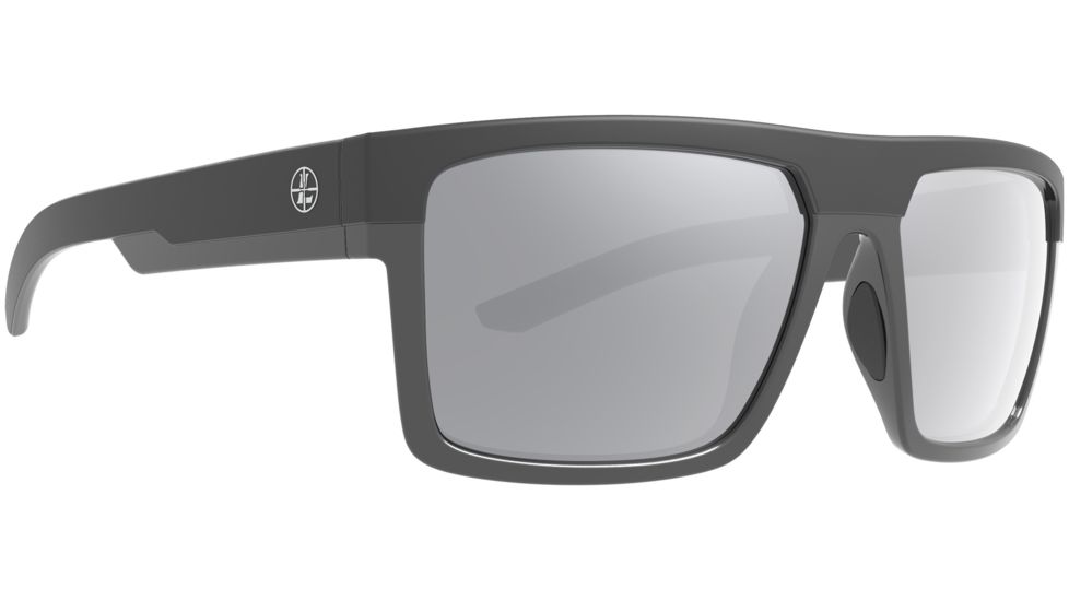 Leupold Becnara Sunglasses, Matte Black/Gloss Black Frame, Square Shadow Gray Flash Lens, Polarized, Regular-Wide, 179102