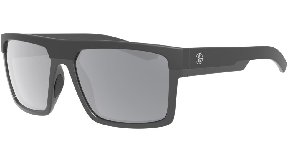 Leupold Becnara Sunglasses, Matte Black/Gloss Black Frame, Square Shadow Gray Flash Lens, Polarized, Regular-Wide, 179102