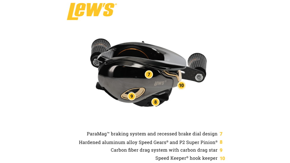 Lew's Team Lew's Elite Ti Baitcast Reel, 7.5:1, 10+1, Left, ET1SHL