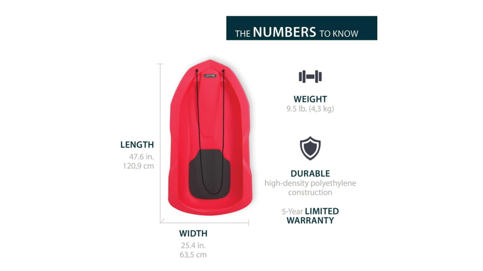 Lifetime Products 48in Premium Snow Sled, 2 Pack, Red, 91181