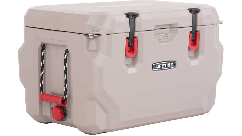 Lifetime Products 65 Quart High Performance Cooler, Khaki/Red, 91070