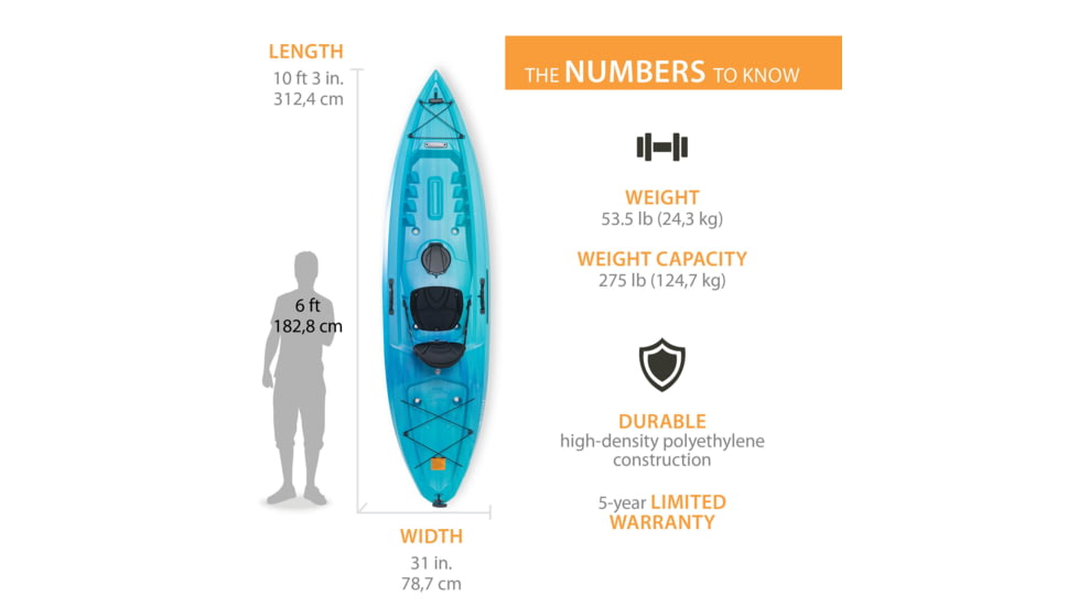 Lifetime Products Kenai 103 Sit-On-Top Kayak, Bahama Fusion, Large, 91146