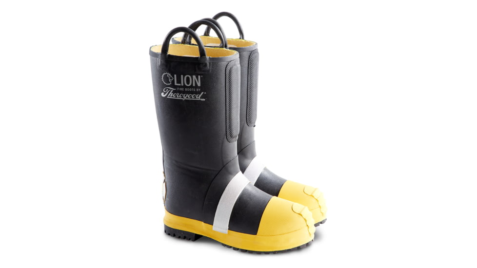 LION HellFire 14in Kevlar Insulted Rubber Work Boots - Women's, Wide, Black/Yellow, 5 US, 507-6000-5W