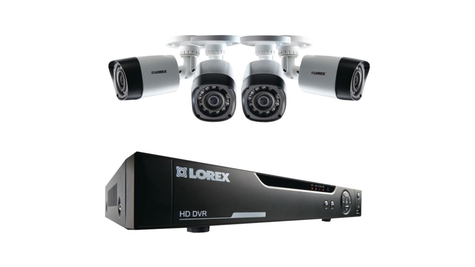 Lorex 4-Channel 1TB Cloud Connect 720p HD CCTV &amp; 4 720p Cameras LHV10041TC4, White, 720P, LORLHV10041TC4