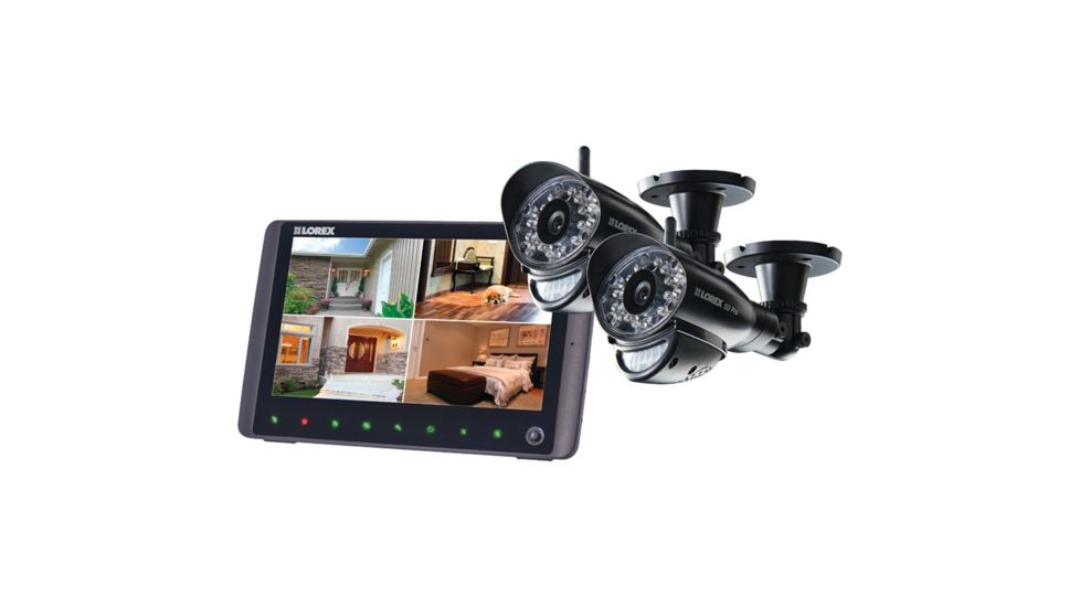 Lorex Wireless 720p HD 7" Monitor With 2 Bullet Cameras LW2762H, Black, 7", LORLW2762H