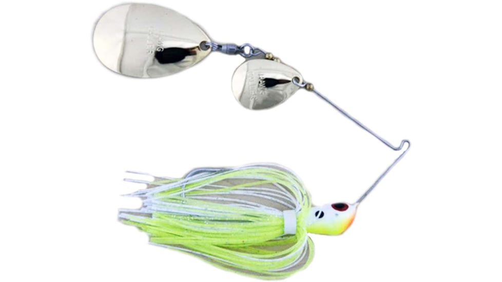 Lunker Lure Proven Winner Double Colorado/Indiana Blade Spinnerbait, Chartreuse White Head/Chartreuse White Skirt, 3/4oz, PW2134
