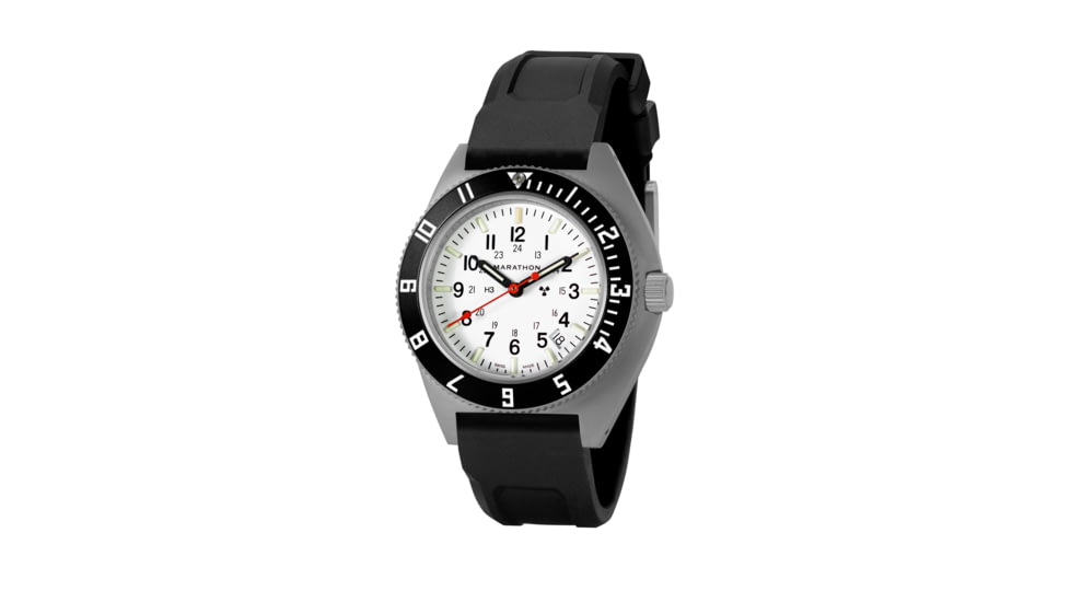 Marathon Arctic Steel Navigator W/Date Ssnav-D 3-Piece Rubber Strap Kit, White, 41mm, WW194013SS-0530