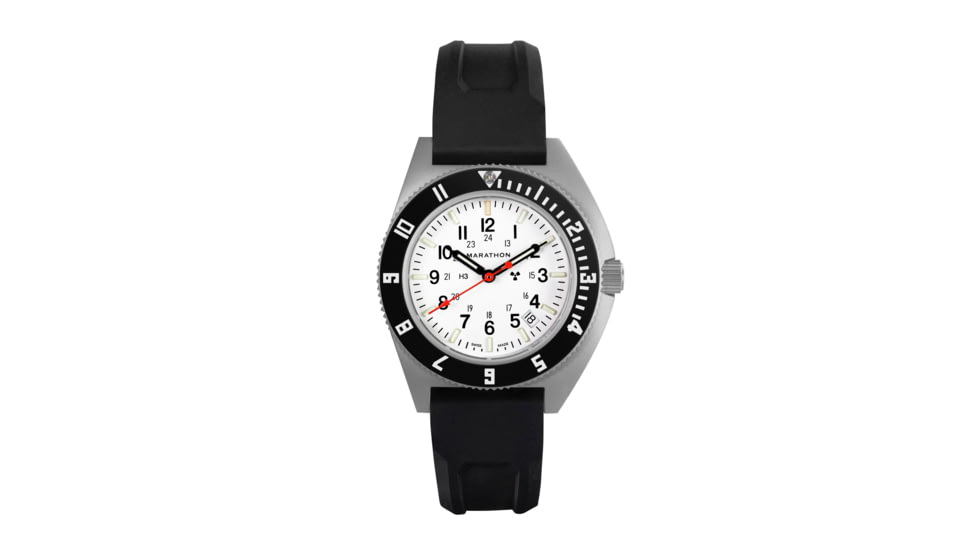 Marathon Arctic Steel Navigator W/Date Ssnav-D 3-Piece Rubber Strap Kit, White, 41mm, WW194013SS-0530