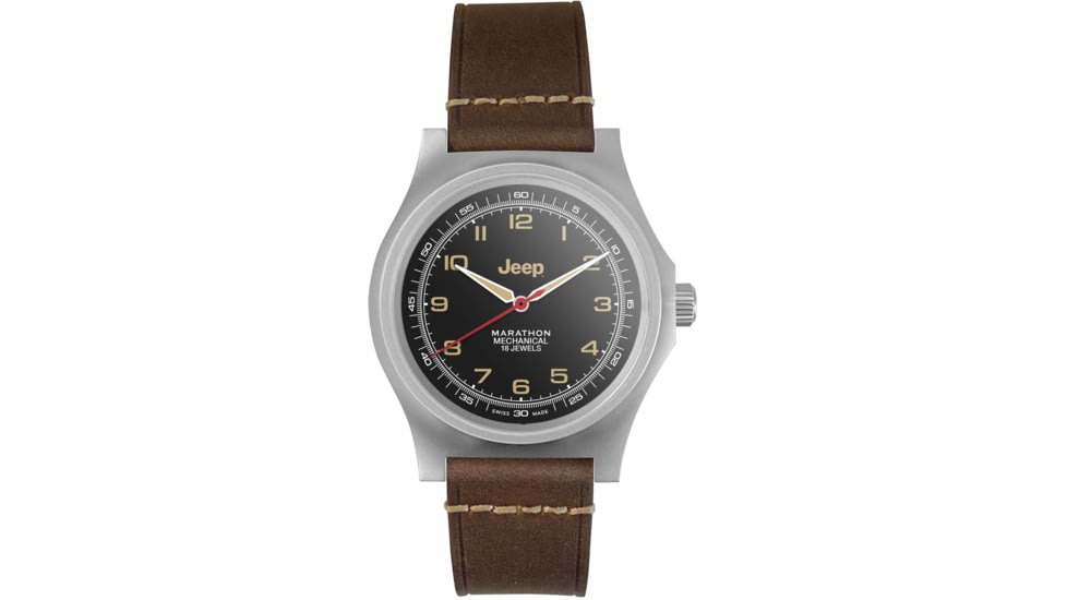 Marathon JEEP SSGPM on Leather Watch, Black, 41mm, WW194033SS-4001