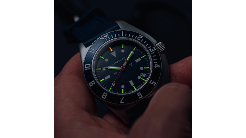 Marathon Navigator Unisex Pilot's Quartz w/ Date Blue Yonder SSNAV-D Watch, 41mm, Bi-Directional, Blue, FKM Rubber, WW194013SS-1301