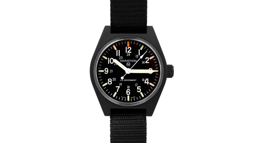Marathon General Purpose Quartz Wristwatch w/Maraglo, GPQ, Black WW194009