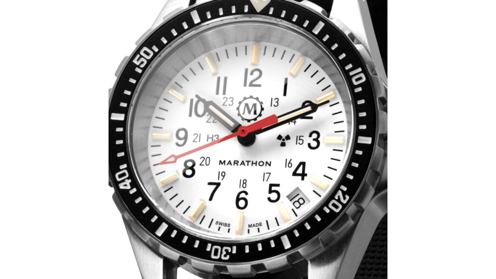 Marathon Search and Rescue Medium Divers Quartz Wristwatch, Black/White Dial, WW194027SS-0530