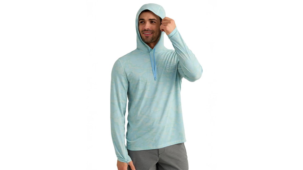 Marolina DBA HUK Huk Drift Performance Hoodie Long Sleeve Shirt Heron Blue L, H1200734-395-L