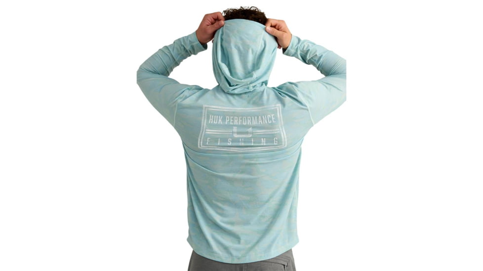 Marolina DBA HUK Huk Drift Performance Hoodie Long Sleeve Shirt Heron Blue S, H1200734-395-S