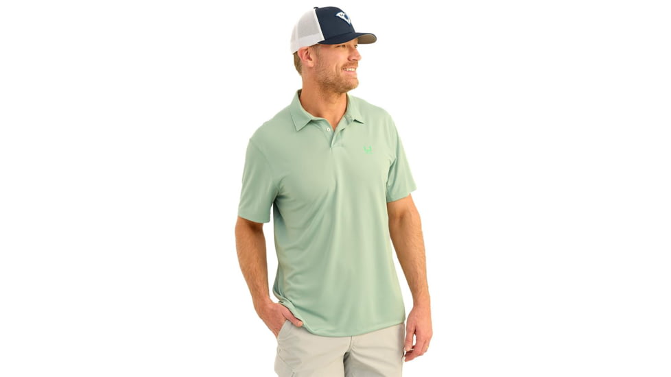 Marolina DBA HUK Huk Icon Polo Short Sleeve Shirt Fog Green S, H1200639-315-S