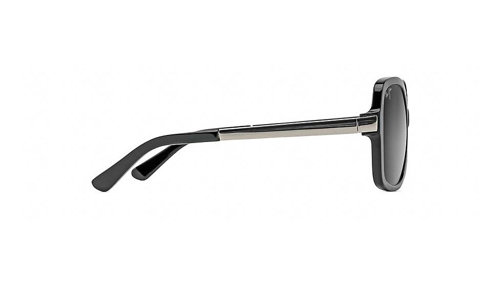Maui Jim Melika Fashion  Sunglasses,Gloss Black with Silver Temples,Neutral Grey Lens GS760-02