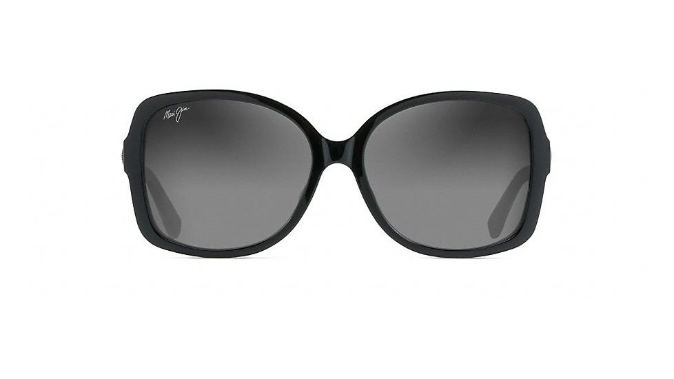 Maui Jim Melika Fashion  Sunglasses,Gloss Black with Silver Temples,Neutral Grey Lens GS760-02