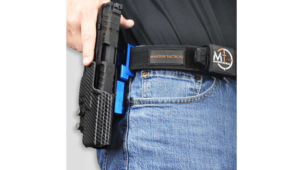 Maxtor Tactical Alloy Competition OWB Holster, Canik SFx Rival-S, Right, Carbon Fiber/Blue, ACHBLU-RIVALS-CF