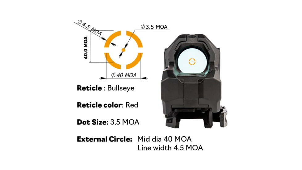 Meprolight M22 Reflex Red Dot Sight, 1x28mm, 3.5/40 MOA Bullseye, Amber, 56223200